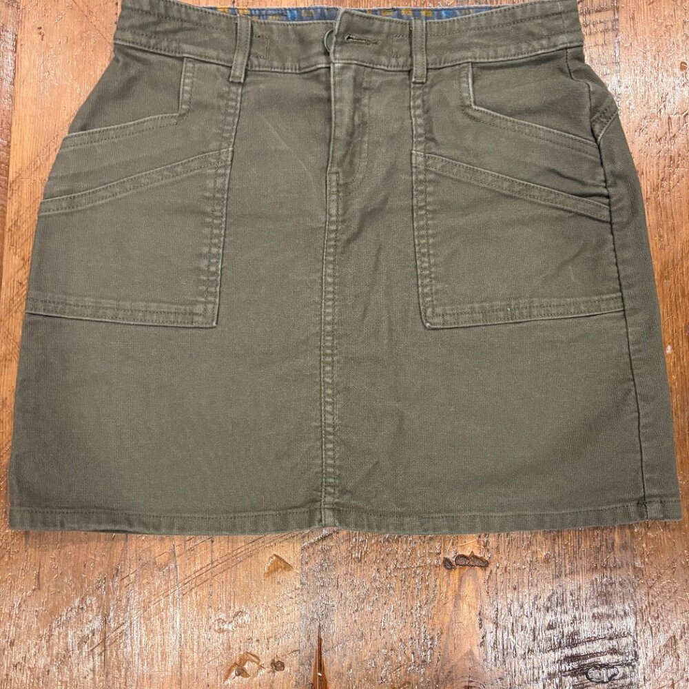 Prana Olive Green Mini Skirt Utility Pockets Casual Everyday‎ Size 2